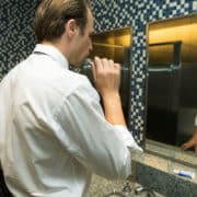 A man brushing his teeth