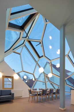 interior room with glass skylight