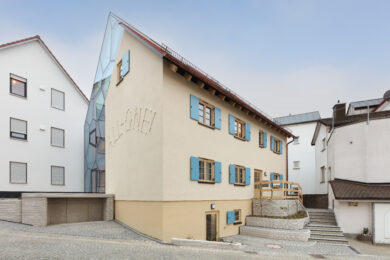 Exterior of the Bronner Haus and Dr. Bronner’s Museum, Laupheim Germany, April 2024.