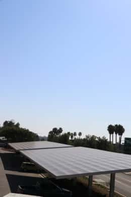 Solar panels in a parking lot