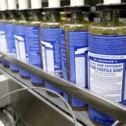 A row of Pure-Castile Liquid Soap
