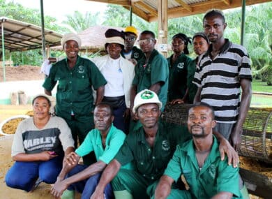 Group of workers posing for a photo