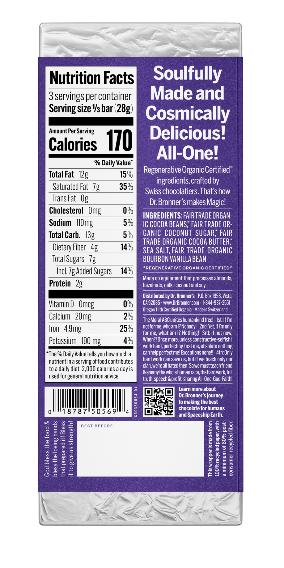 Dr. Bronner's Magic All-One Chocolate - Salted Dark US-Chocolate-3oz-Sea Salt-Back_1.png__PID:58d6a317-5f10-48ae-8eb7-5187aa6486c8