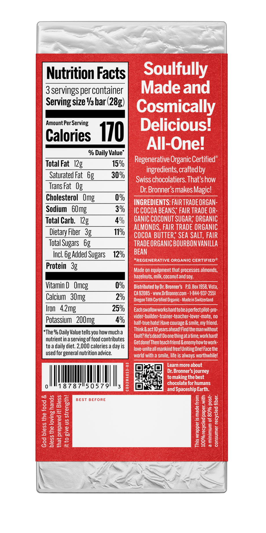 Dr. Bronner's Magic All-One Chocolate - Salted Whole Almonds US-Chocolate-3oz-Whole Almonds-Back_1.png__PID:2c58c64c-8ba9-45ad-98d6-a3175f1008ae