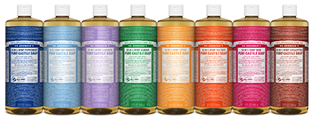 Dr. Bronner's Pure-Castile Liquid Soap bottles